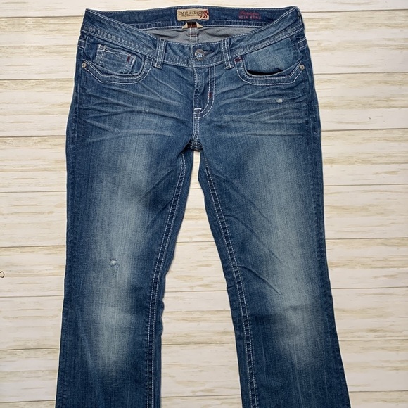 MEK Women's Boot Cut Jeans - Dark Blue - Picture 8 of 13